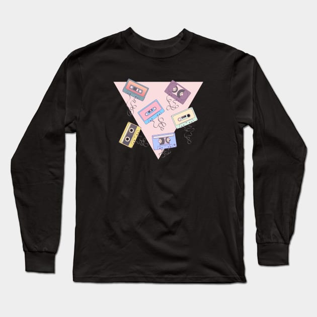 Cassette Pattern T-Shirt Long Sleeve T-Shirt by feroniae